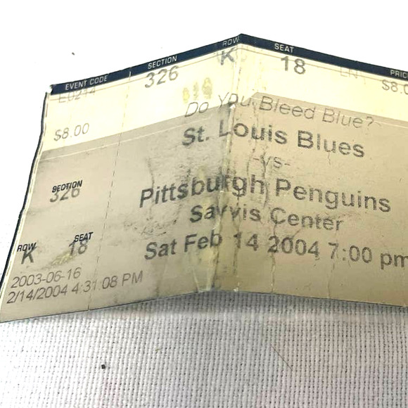 2004 Valentines Day St Louis Blue Hockey vs Pittsburgh Penguins Ticket Stub - Picture 2 of 3